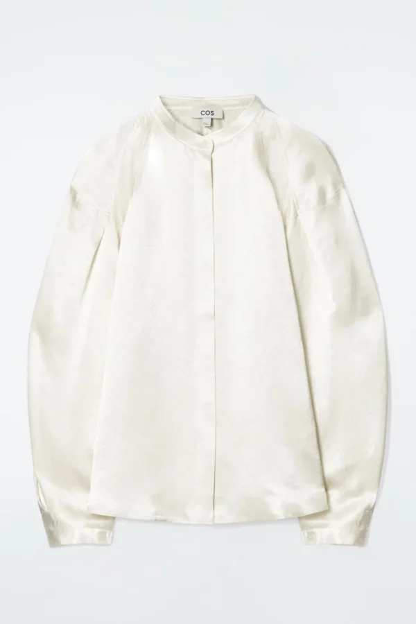 COS PLEATED-DETAIL SATIN SHIRT CHAMPAGNE Shop