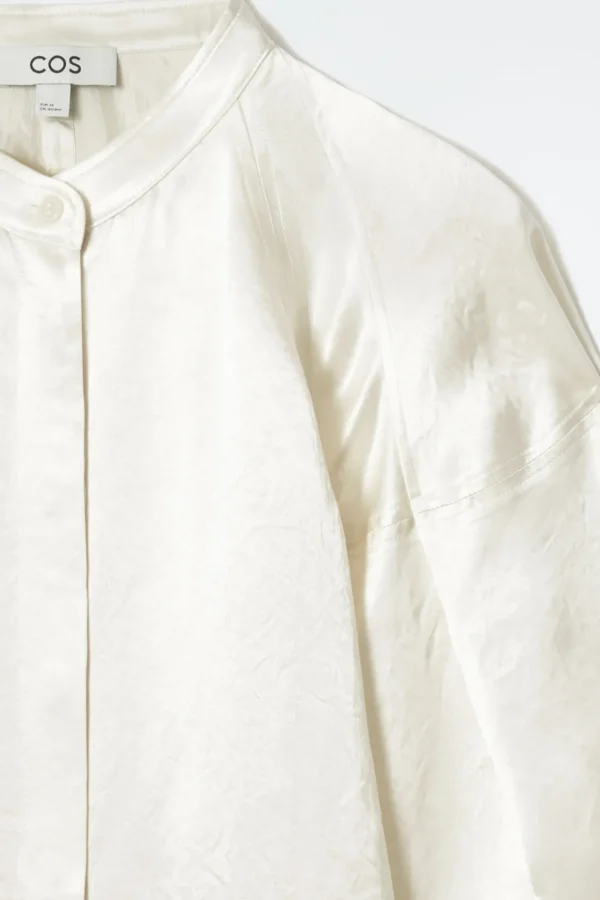 COS PLEATED-DETAIL SATIN SHIRT CHAMPAGNE Shop