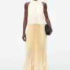 COS PLISSÉ HALTERNECK MAXI DRESS CHAMPAGNE / YELLOW New