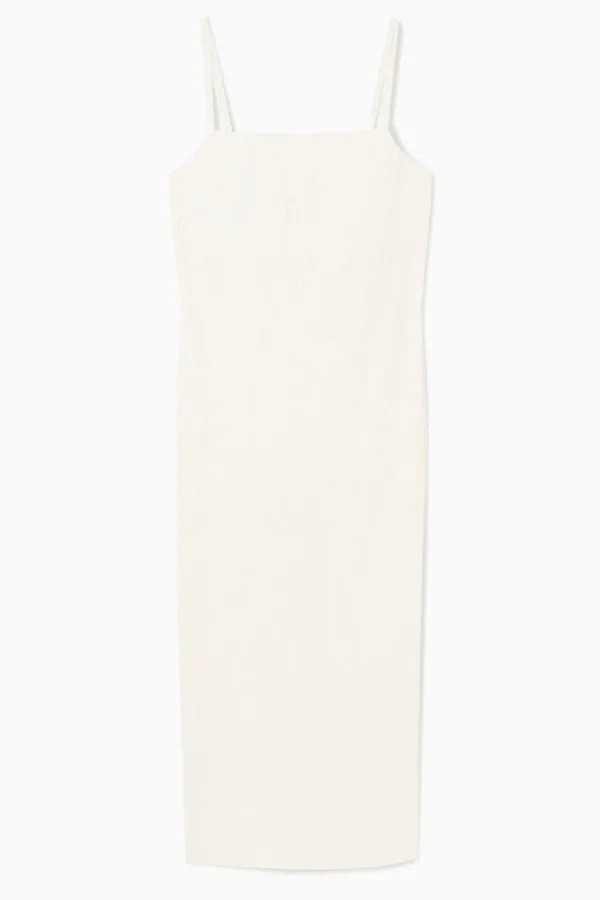 COS PLISSÉ MIDI SLIP DRESS WHITE Cheap