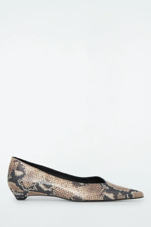 COS POINTED LEATHER KITTEN-HEEL PUMPS SNAKE-EFFECT Sale