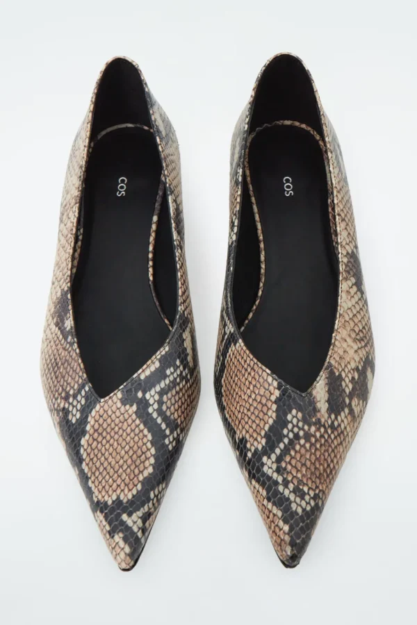 COS POINTED LEATHER KITTEN-HEEL PUMPS SNAKE-EFFECT Sale