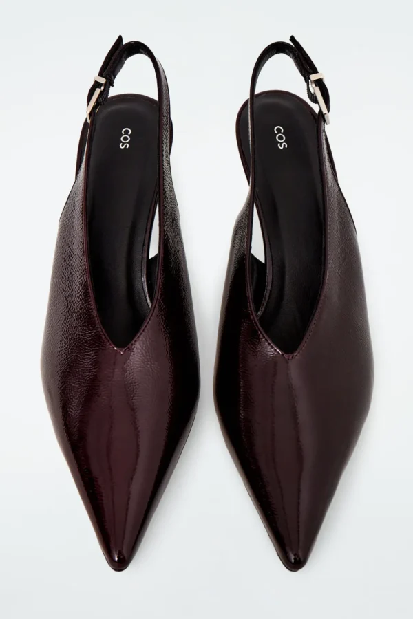 COS POINTED PATENT-LEATHER SLINGBACK PUMPS BURGUNDY Discount