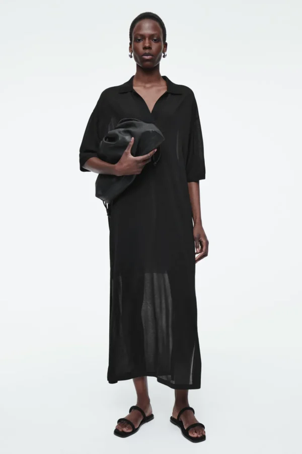 COS POLO MAXI DRESS BLACK Best Sale