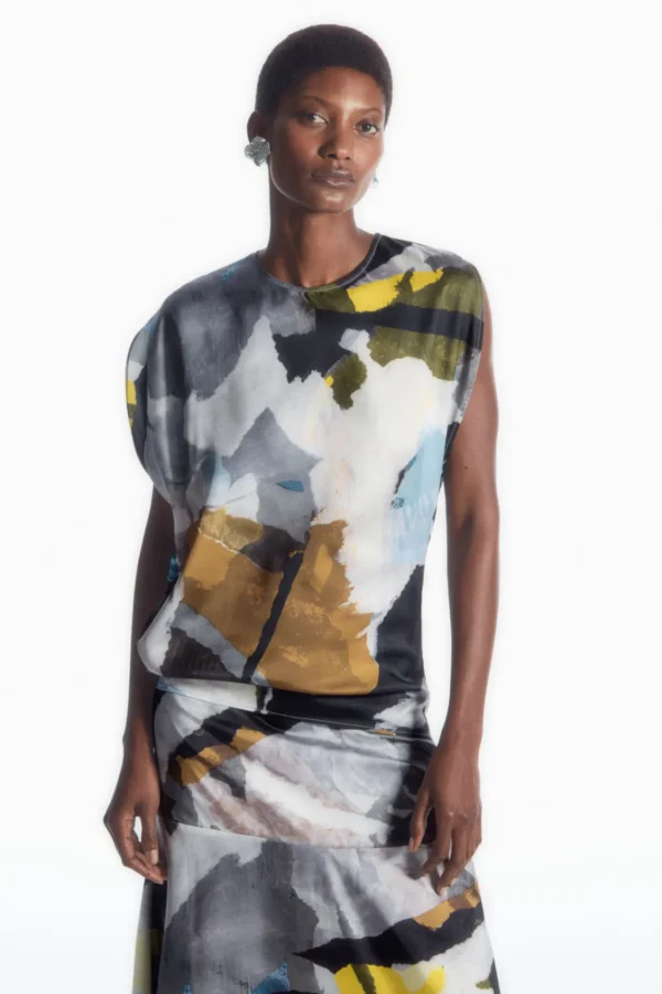 COS PRINTED ASYMMETRIC BLOUSE MULTICOLORED Best Sale