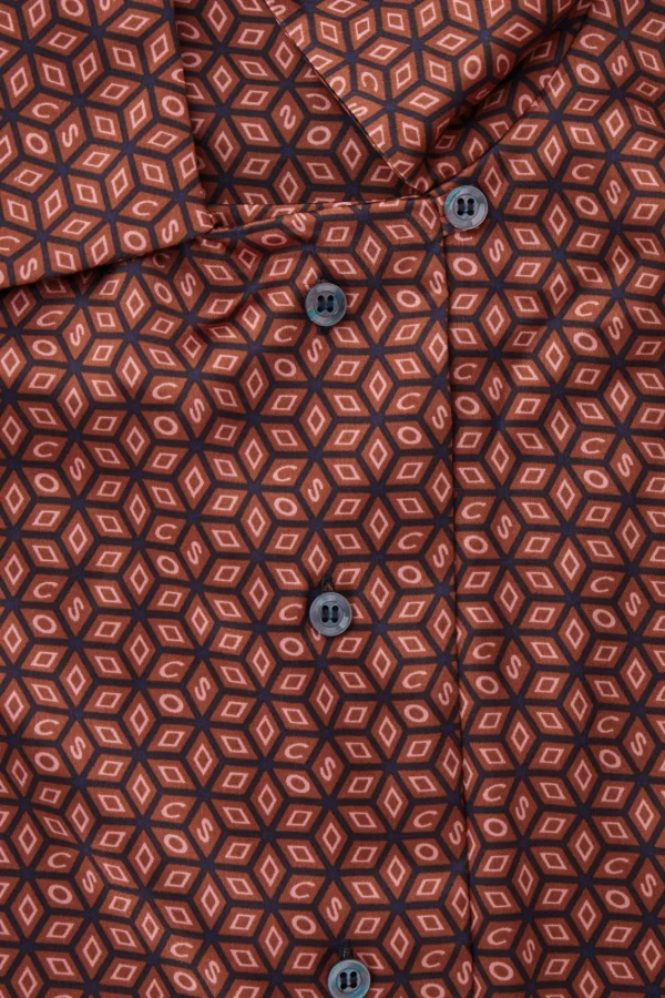 COS PRINTED PURE SILK PAJAMA SHIRT RUST / PRINTED Cheap