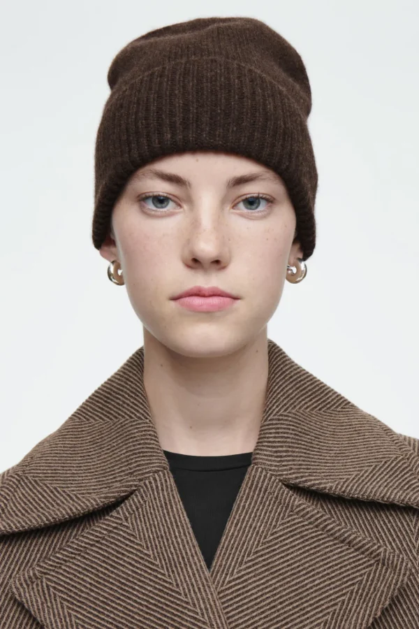 COS PURE CASHMERE BEANIE DARK BROWN Store