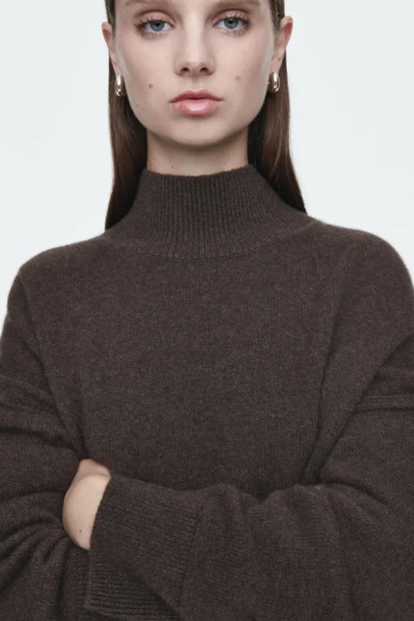 COS PURE CASHMERE TURTLENECK SWEATER DARK BROWN Outlet