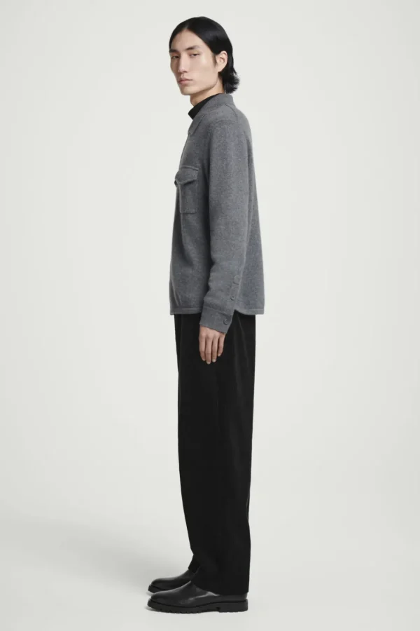 COS PURE CASHMERE ZIP-UP OVERSHIRT GRAY MÉLANGE Online