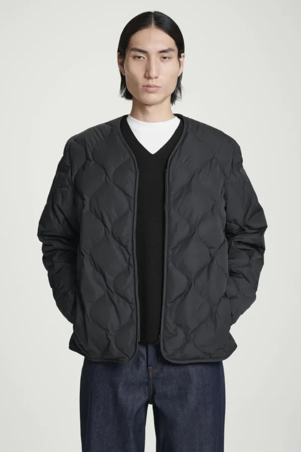 COS QUILTED DOWN LINER JACKET BLACK Cheap