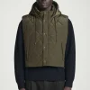 COS QUILTED HOODED HYBRID VEST DARK GREEN New