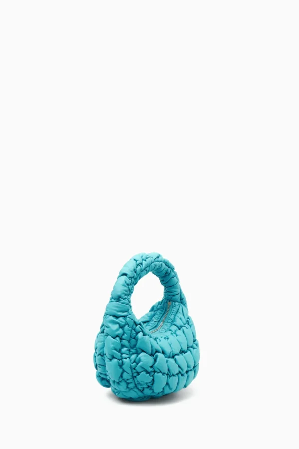 COS QUILTED MICRO BAG - LEATHER TURQUOISE Best Sale