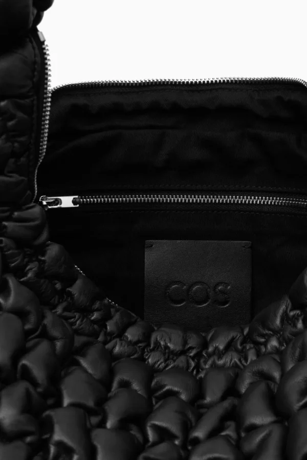 COS QUILTED OVERSIZED CROSSBODY BAG - LEATHER BLACK Clearance