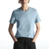 COS REGULAR BOXY V-NECK T-SHIRT LIGHT BLUE Clearance