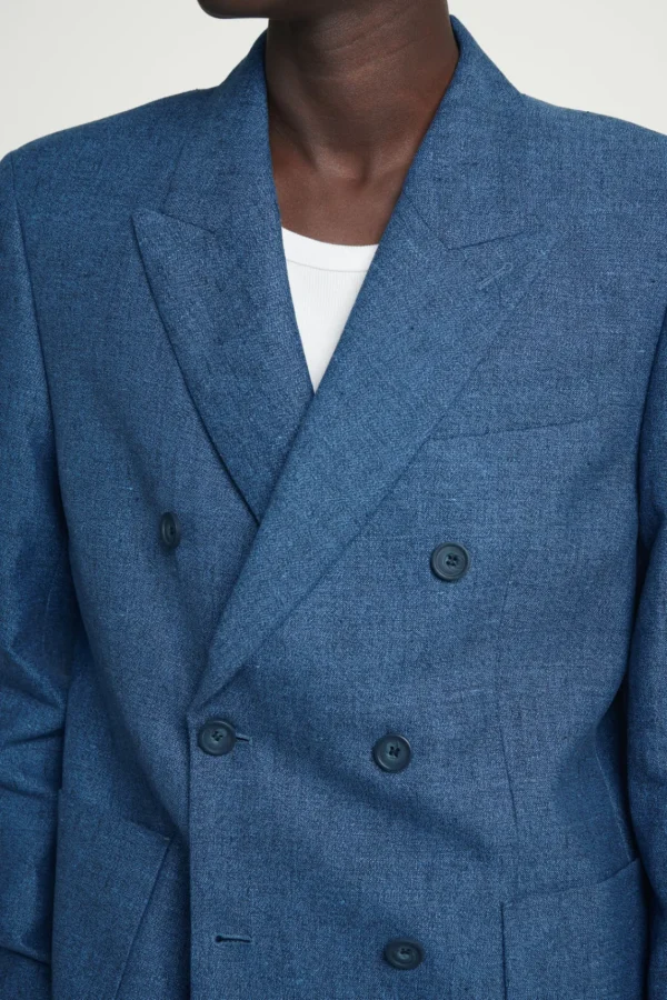 COS REGULAR DOUBLE-BREASTED LINEN BLAZER BLUE Store