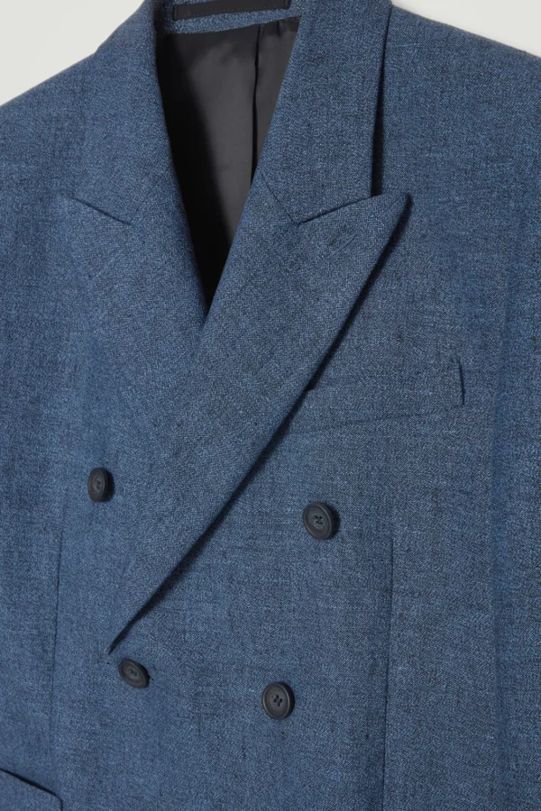 COS REGULAR DOUBLE-BREASTED LINEN BLAZER BLUE Store