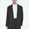 COS REGULAR DRAPED PINSTRIPED BLAZER BLACK / PINSTRIPED Outlet