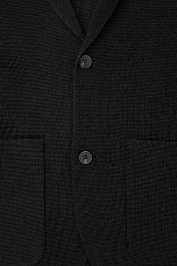 COS REGULAR KNITTED MERINO-WOOL BLAZER BLACK Cheap