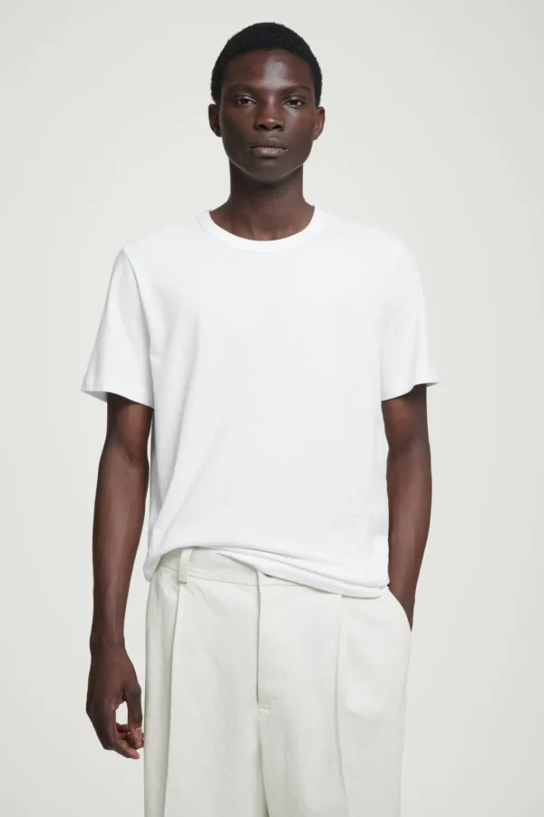 COS REGULAR LIGHTWEIGHT BRUSHED-COTTON T-SHIRT White Outlet