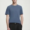 COS REGULAR LIGHTWEIGHT BRUSHED-COTTON T-SHIRT INDIGO BLUE Sale