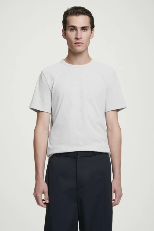 COS REGULAR LIGHTWEIGHT BRUSHED-COTTON T-SHIRT GRAY MÉLANGE Hot