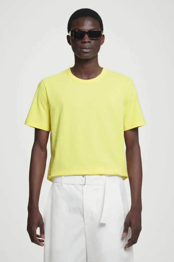 COS REGULAR LIGHTWEIGHT BRUSHED-COTTON T-SHIRT YELLOW Discount