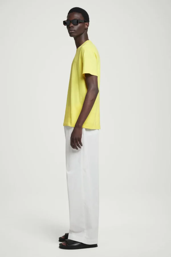 COS REGULAR LIGHTWEIGHT BRUSHED-COTTON T-SHIRT YELLOW Discount