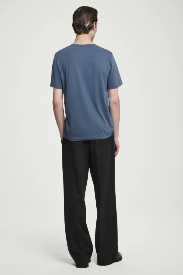 COS REGULAR LIGHTWEIGHT BRUSHED-COTTON T-SHIRT INDIGO BLUE Sale