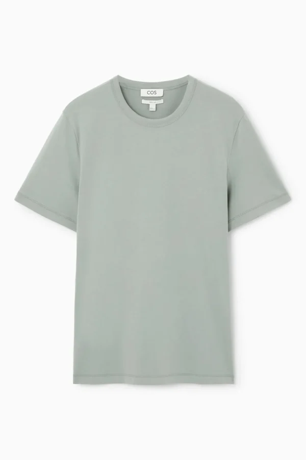 COS REGULAR LIGHTWEIGHT BRUSHED-COTTON T-SHIRT DUSTY GREEN Fashion