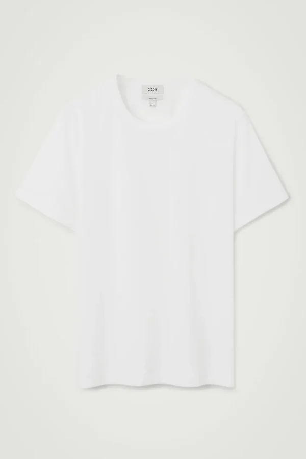 COS REGULAR LIGHTWEIGHT BRUSHED-COTTON T-SHIRT White Outlet