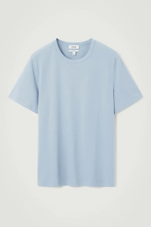 COS REGULAR LIGHTWEIGHT BRUSHED-COTTON T-SHIRT LIGHT BLUE Fashion