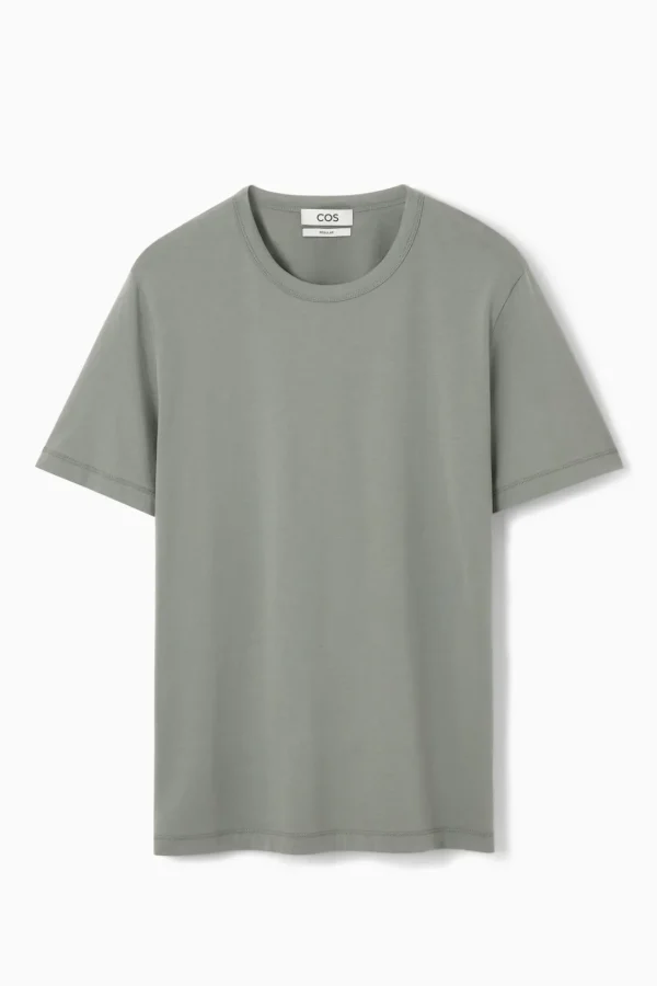 COS REGULAR LIGHTWEIGHT BRUSHED-COTTON T-SHIRT DUSTY GREEN Fashion