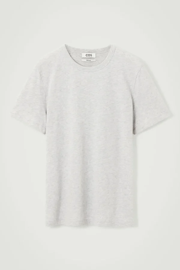 COS REGULAR LIGHTWEIGHT BRUSHED-COTTON T-SHIRT GRAY MÉLANGE Hot