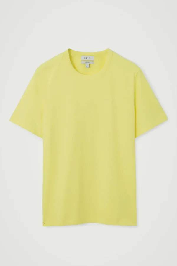 COS REGULAR LIGHTWEIGHT BRUSHED-COTTON T-SHIRT YELLOW Discount