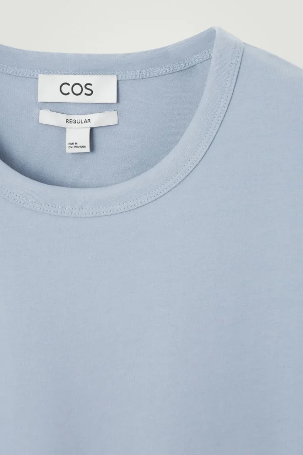 COS REGULAR LIGHTWEIGHT BRUSHED-COTTON T-SHIRT LIGHT BLUE Fashion