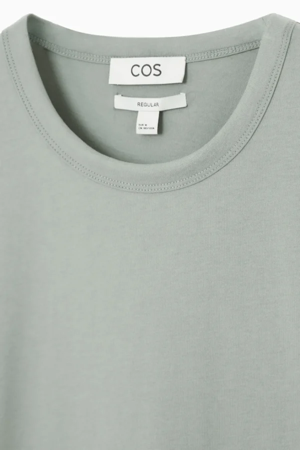 COS REGULAR LIGHTWEIGHT BRUSHED-COTTON T-SHIRT DUSTY GREEN Fashion