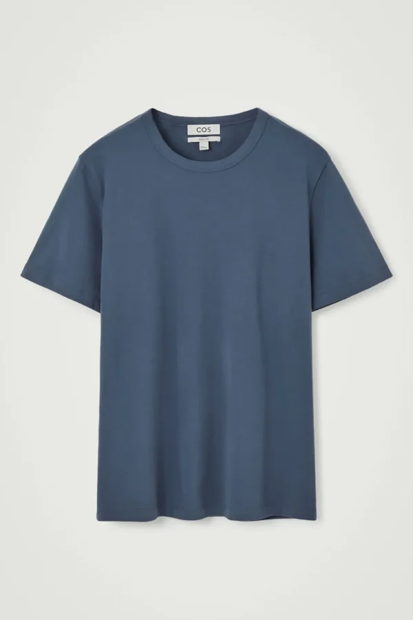 COS REGULAR LIGHTWEIGHT BRUSHED-COTTON T-SHIRT INDIGO BLUE Sale