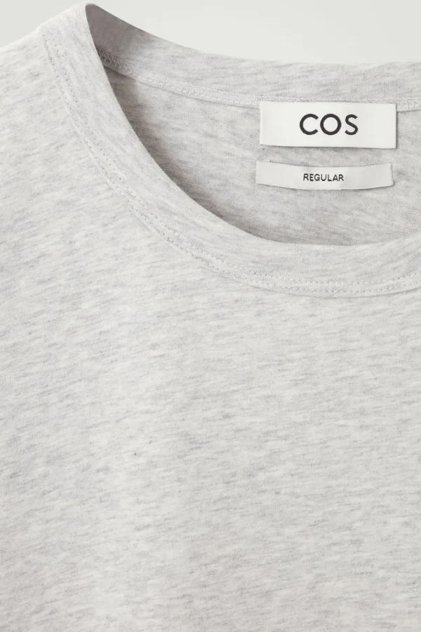 COS REGULAR LIGHTWEIGHT BRUSHED-COTTON T-SHIRT GRAY MÉLANGE Hot