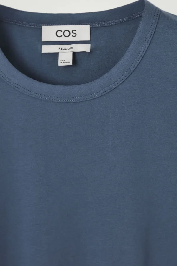 COS REGULAR LIGHTWEIGHT BRUSHED-COTTON T-SHIRT INDIGO BLUE Sale