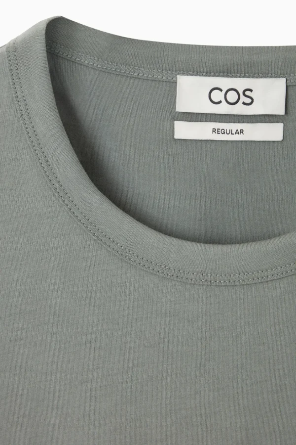 COS REGULAR LIGHTWEIGHT BRUSHED-COTTON T-SHIRT DUSTY GREEN Fashion