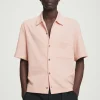 COS REGULAR SEERSUCKER COTTON SHORT-SLEEVED SHIRT PINK Clearance