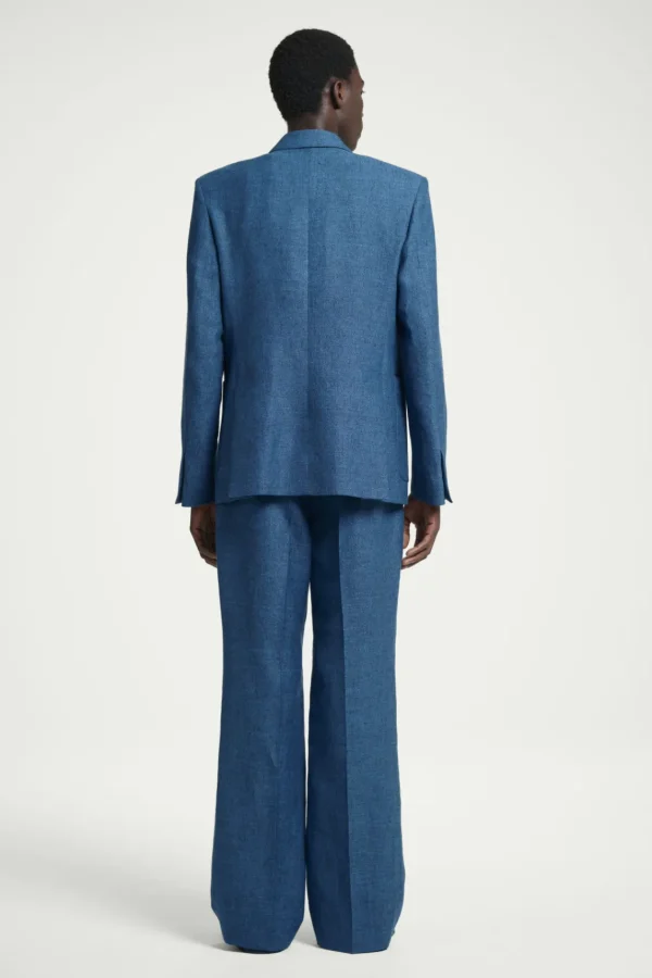 COS REGULAR TAILORED LINEN FLARED PANTS BLUE Cheap