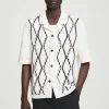 COS RELAXED ABSTRACT ARGYLE-KNIT SHIRT WHITE Cheap