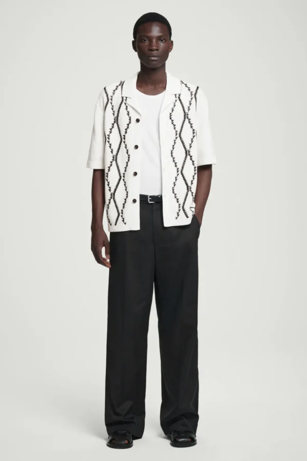 COS RELAXED ABSTRACT ARGYLE-KNIT SHIRT WHITE Cheap