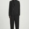 COS RELAXED BELTED WOOL-HOPSACK TAPERED TROUSERS BLACK Cheap