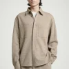 COS RELAXED BOILED-WOOL OVERSHIRT BEIGE Flash Sale