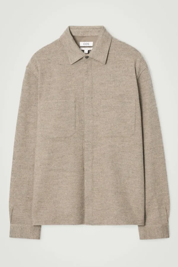 COS RELAXED BOILED-WOOL OVERSHIRT BEIGE Flash Sale