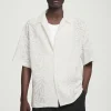 COS RELAXED BRODERIE-ANGLAISE COTTON SHIRT WHITE Store