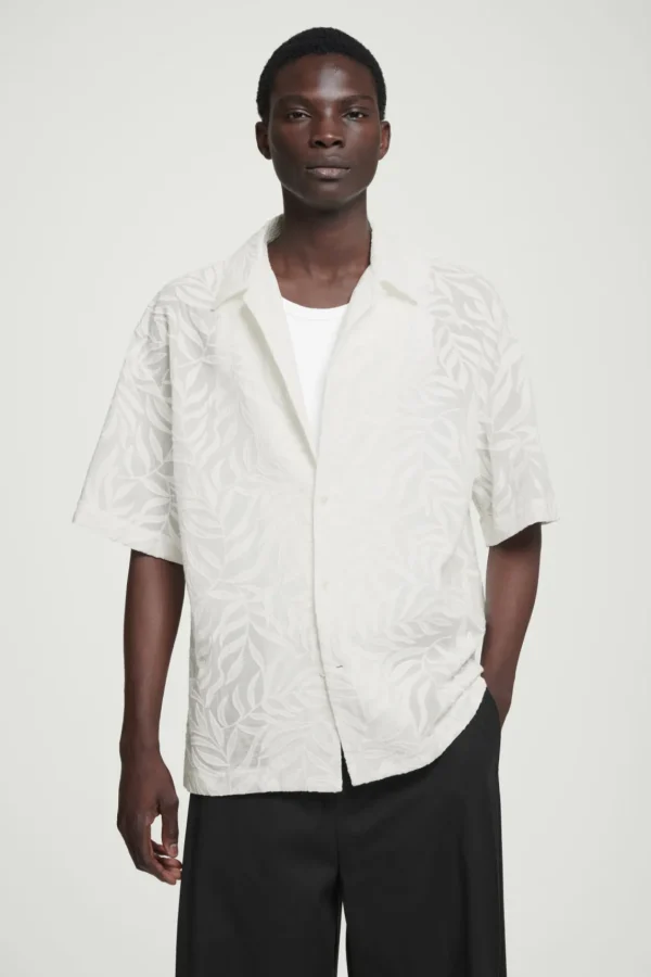 COS RELAXED BRODERIE-ANGLAISE COTTON SHIRT WHITE Store