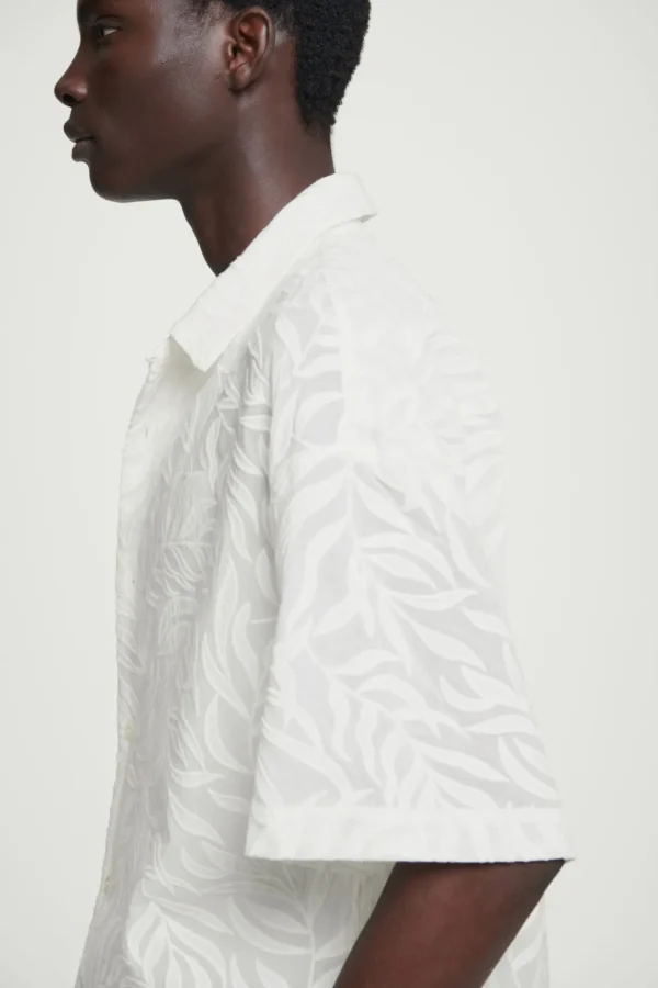 COS RELAXED BRODERIE-ANGLAISE COTTON SHIRT WHITE Store